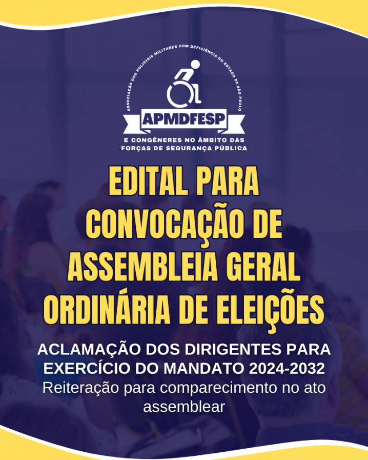 EDITAL PARA CONVOCAÇÃO DE ASSEMBLEIA GERAL ORDINÁRIA DE ELEIÇÕES